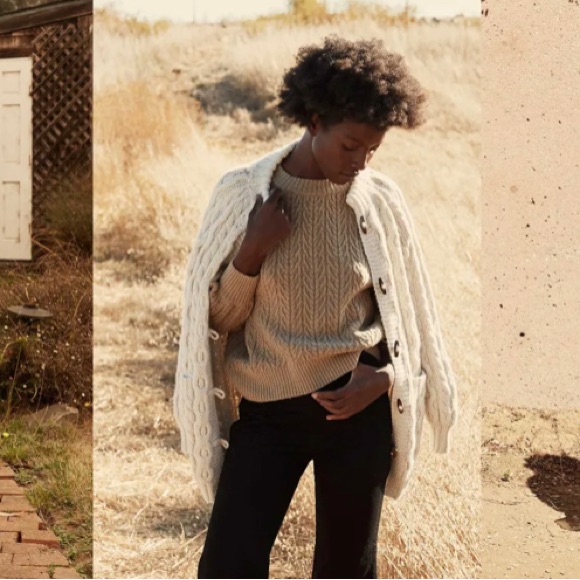 Doen Cozy Cable Knit Sweater In Cream